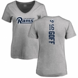 NFL Women's Nike Los Angeles Rams #16 Jared Goff Ash Backer V-Neck T-Shirt