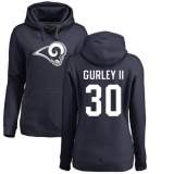 NFL Women's Nike Los Angeles Rams #30 Todd Gurley Navy Blue Name & Number Logo Pullover Hoodie