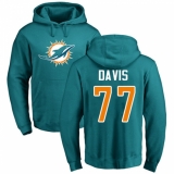 NFL Nike Miami Dolphins #77 Jesse Davis Aqua Green Name & Number Logo Pullover Hoodie