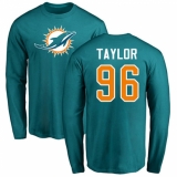 NFL Nike Miami Dolphins #96 Vincent Taylor Aqua Green Name & Number Logo Long Sleeve T-Shirt