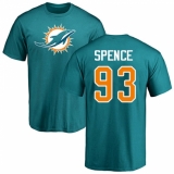 NFL Nike Miami Dolphins #93 Akeem Spence Aqua Green Name & Number Logo T-Shirt