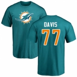 NFL Nike Miami Dolphins #77 Jesse Davis Aqua Green Name & Number Logo T-Shirt