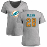 NFL Women's Nike Miami Dolphins #28 Bobby McCain Ash Name & Number Logo T-Shirt