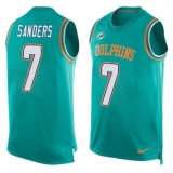 Men's Nike Miami Dolphins #7 Jason Sanders Limited Aqua Green Player Name & Number Tank Top NFL Jersey