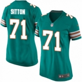 Women's Nike Miami Dolphins #71 Josh Sitton Game Aqua Green Alternate NFL Jersey