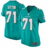 Women's Nike Miami Dolphins #71 Josh Sitton Game Aqua Green Team Color NFL Jersey
