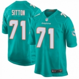 Men's Nike Miami Dolphins #71 Josh Sitton Game Aqua Green Team Color NFL Jersey