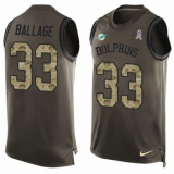 Men's Nike Miami Dolphins #33 Kalen Ballage Limited Green Salute to Service Tank Top NFL Jersey