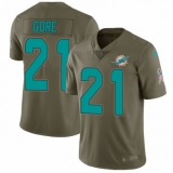Youth Nike Miami Dolphins #21 Frank Gore Limited Olive 2017 Salute to Service NFL Jersey