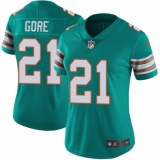 Women's Nike Miami Dolphins #21 Frank Gore Aqua Green Alternate Vapor Untouchable Limited Player NFL Jersey