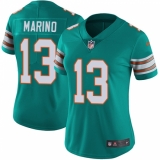 Women's Nike Miami Dolphins #13 Dan Marino Elite Aqua Green Alternate NFL Jersey
