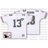 Mitchell and Ness Miami Dolphins #13 Dan Marino White 75TH Anniversary Authentic Throwback NFL Jersey