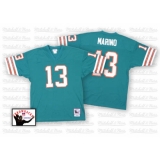 Youth Mitchell and Ness Miami Dolphins #13 Dan Marino Aqua Green Team Color Authentic Throwback NFL Jersey
