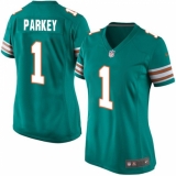 Women's Nike Miami Dolphins #1 Cody Parkey Game Aqua Green Alternate NFL Jersey