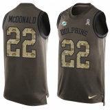 Men's Nike Miami Dolphins #22 T.J. McDonald Limited Green Salute to Service Tank Top NFL Jersey