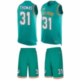 Men's Nike Miami Dolphins #31 Michael Thomas Limited Aqua Green Tank Top Suit NFL Jersey