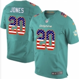 Men's Nike Miami Dolphins #20 Reshad Jones Elite Aqua Green Home USA Flag Fashion NFL Jersey