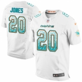 Men's Nike Miami Dolphins #20 Reshad Jones Elite White Road Drift Fashion NFL Jersey
