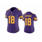 Women's Minnesota Vikings #18 Justin Jefferson Purple Limited Rush Stitched NFL Jersey