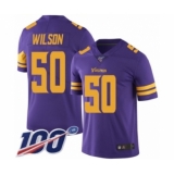 Men's Minnesota Vikings #50 Eric Wilson Limited Purple Rush Vapor Untouchable 100th Season Football Jersey