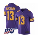Men's Minnesota Vikings #13 Josh Doctson Limited Purple Rush Vapor Untouchable 100th Season Football Jersey