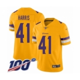 Youth Minnesota Vikings #41 Anthony Harris Limited Gold Inverted Legend 100th Season Football Jersey