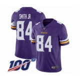 Men's Minnesota Vikings #84 Irv Smith Jr. Purple Team Color Vapor Untouchable Limited Player 100th Season Football Jersey