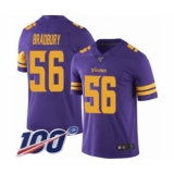 Men's Minnesota Vikings #56 Garrett Bradbury Limited Purple Rush Vapor Untouchable 100th Season Football Jersey