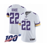 Men's Minnesota Vikings #22 Paul Krause White Vapor Untouchable Limited Player 100th Season Football Jersey