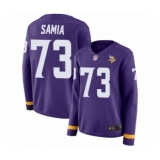 Women's Minnesota Vikings #73 Dru Samia Limited Purple Therma Long Sleeve Football Jersey