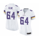 Women's Minnesota Vikings #64 Josh Kline Game White Football Jersey