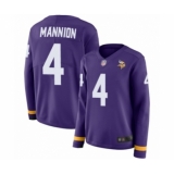 Women's Minnesota Vikings #4 Sean Mannion Limited Purple Therma Long Sleeve Football Jersey