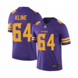 Youth Minnesota Vikings #64 Josh Kline Limited Purple Rush Vapor Untouchable Football Jersey