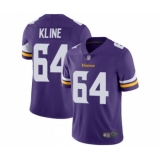 Youth Minnesota Vikings #64 Josh Kline Purple Team Color Vapor Untouchable Limited Player Football Jersey