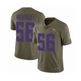 Men's Minnesota Vikings #56 Garrett Bradbury Limited Olive 2017 Salute to Service Football Jersey