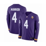 Men's Minnesota Vikings #4 Sean Mannion Limited Purple Therma Long Sleeve Football Jersey