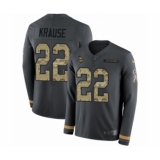 Youth Nike Minnesota Vikings #22 Paul Krause Limited Black Salute to Service Therma Long Sleeve NFL Jersey