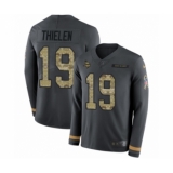 Youth Nike Minnesota Vikings #19 Adam Thielen Limited Black Salute to Service Therma Long Sleeve NFL Jersey