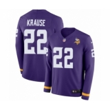 Men's Nike Minnesota Vikings #22 Paul Krause Limited Purple Therma Long Sleeve NFL Jersey