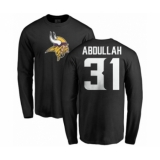 NFL Nike Minnesota Vikings #31 Ameer Abdullah Black Name & Number Logo Long Sleeve T-Shirt