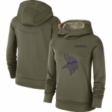 Women's Minnesota Vikings Nike Olive Salute to Service Sideline Therma Performance Pullover Hoodie