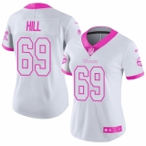 Women's Nike Minnesota Vikings #69 Rashod Hill Limited White Pink Rush Fashion NFL Jersey
