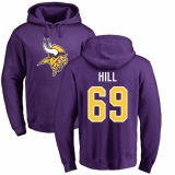 NFL Nike Minnesota Vikings #69 Rashod Hill Purple Name & Number Logo Pullover Hoodie