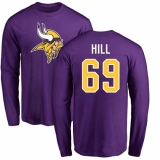 NFL Nike Minnesota Vikings #69 Rashod Hill Purple Name & Number Logo Long Sleeve T-Shirt