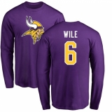 NFL Nike Minnesota Vikings #6 Matt Wile Purple Name & Number Logo Long Sleeve T-Shirt