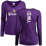 NFL Women's Nike Minnesota Vikings #69 Rashod Hill Purple Backer Slim Fit Long Sleeve T-Shirt