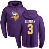NFL Nike Minnesota Vikings #3 Trevor Siemian Purple Name & Number Logo Pullover Hoodie