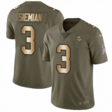 Youth Nike Minnesota Vikings #3 Trevor Siemian Limited Olive/Gold 2017 Salute to Service NFL Jersey
