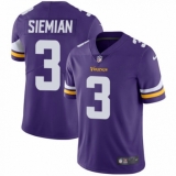 Youth Nike Minnesota Vikings #3 Trevor Siemian Purple Team Color Vapor Untouchable Limited Player NFL Jersey