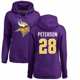 NFL Women's Nike Minnesota Vikings #28 Adrian Peterson Purple Name & Number Logo Pullover Hoodie